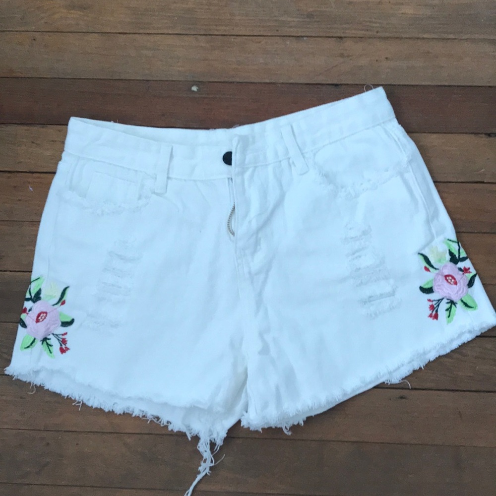 White jean shorts